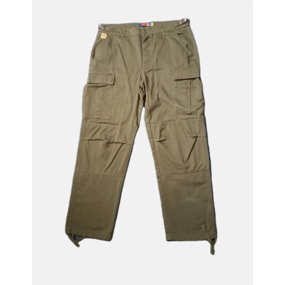Empyre Green Cargo Pants Mens 32 X 30 Side Buckle Drawstring Hem Utility Cropped